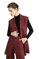 Red Pinstripes Pant Suit - FashionByTeresa